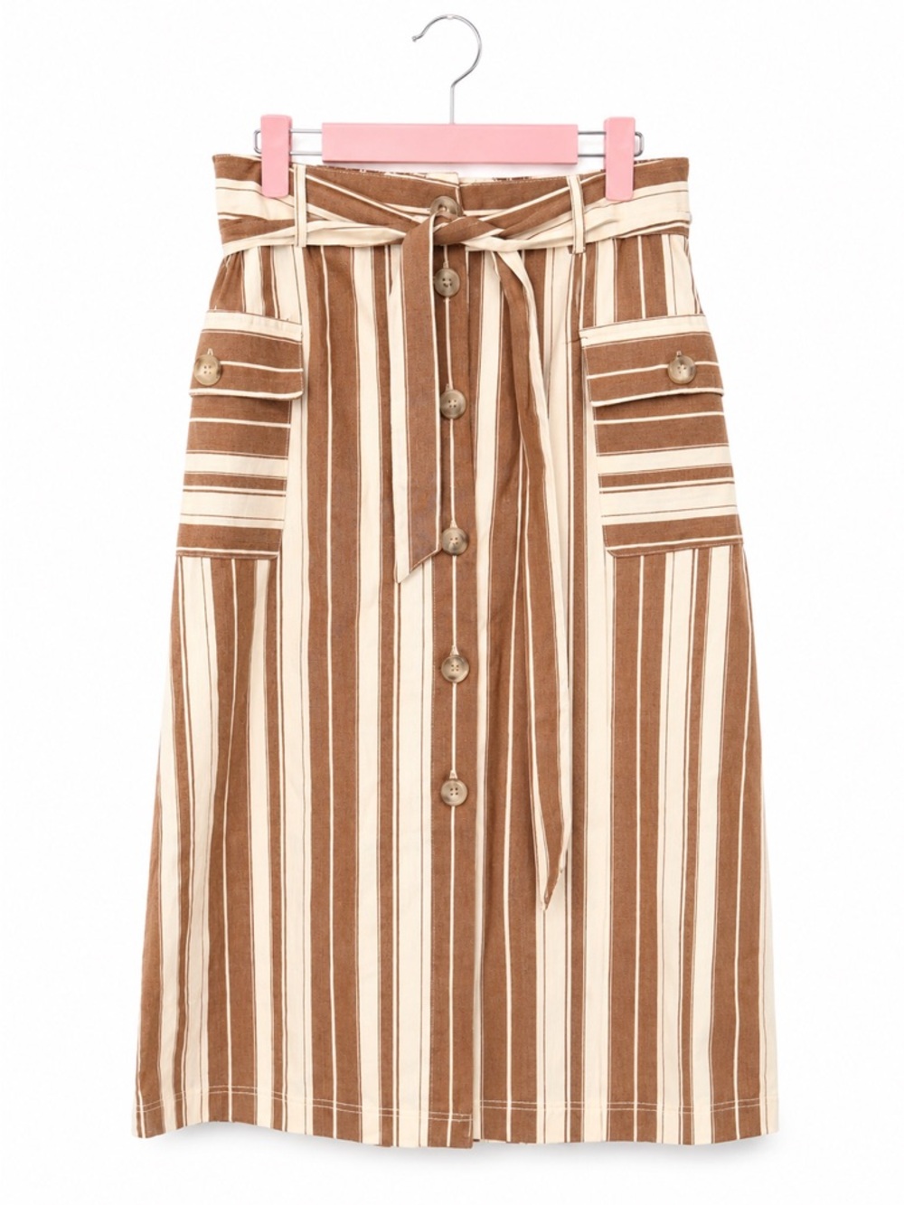 Hem & Thread Button-Front Midi Skirt